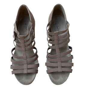 Life Stride Women's‎ Wedge Sandals US 7M Brown Taupe Strappy Comfort Heels